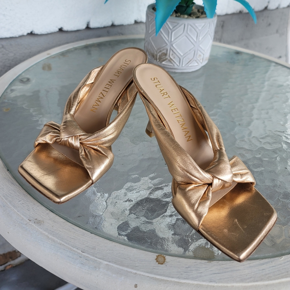Stuart Weitzman Knot Metallic Sandals - Picture 4 of 13